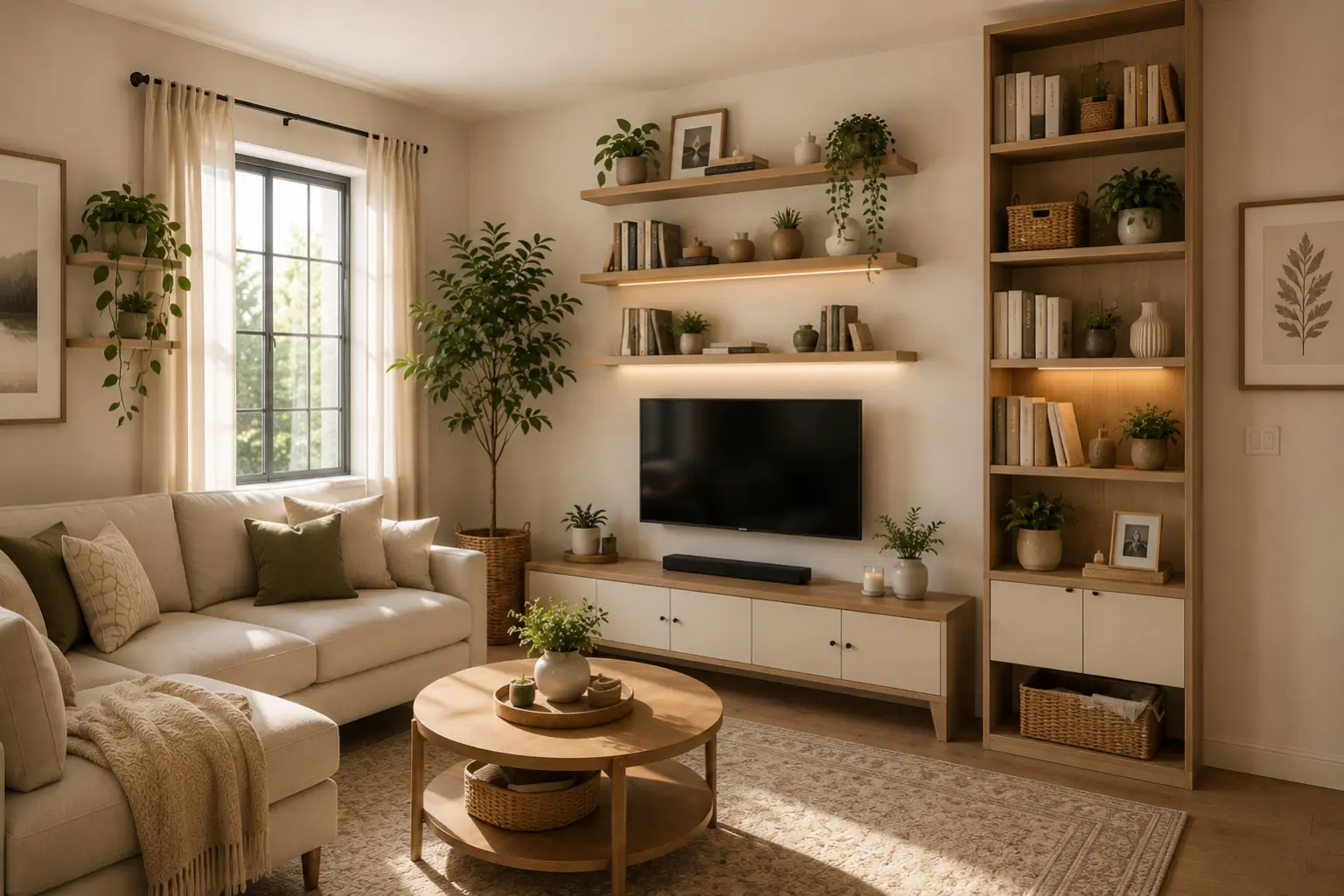 9. Add Vertical Storage Instead of More Floor Furniture