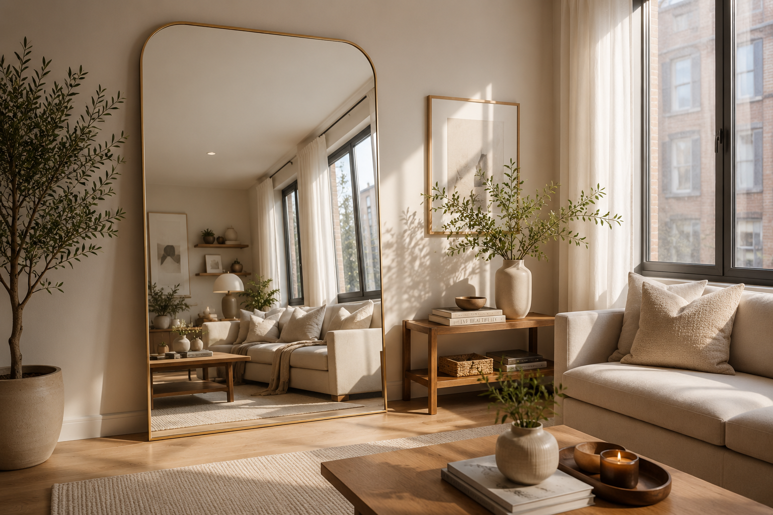 Add Large Mirrors to Reflect Natural Light