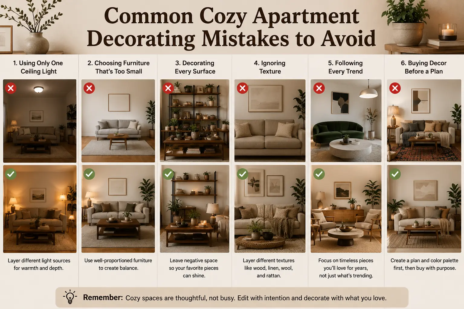 Common Cozy Apartment Decorating Mistakes to Avoid