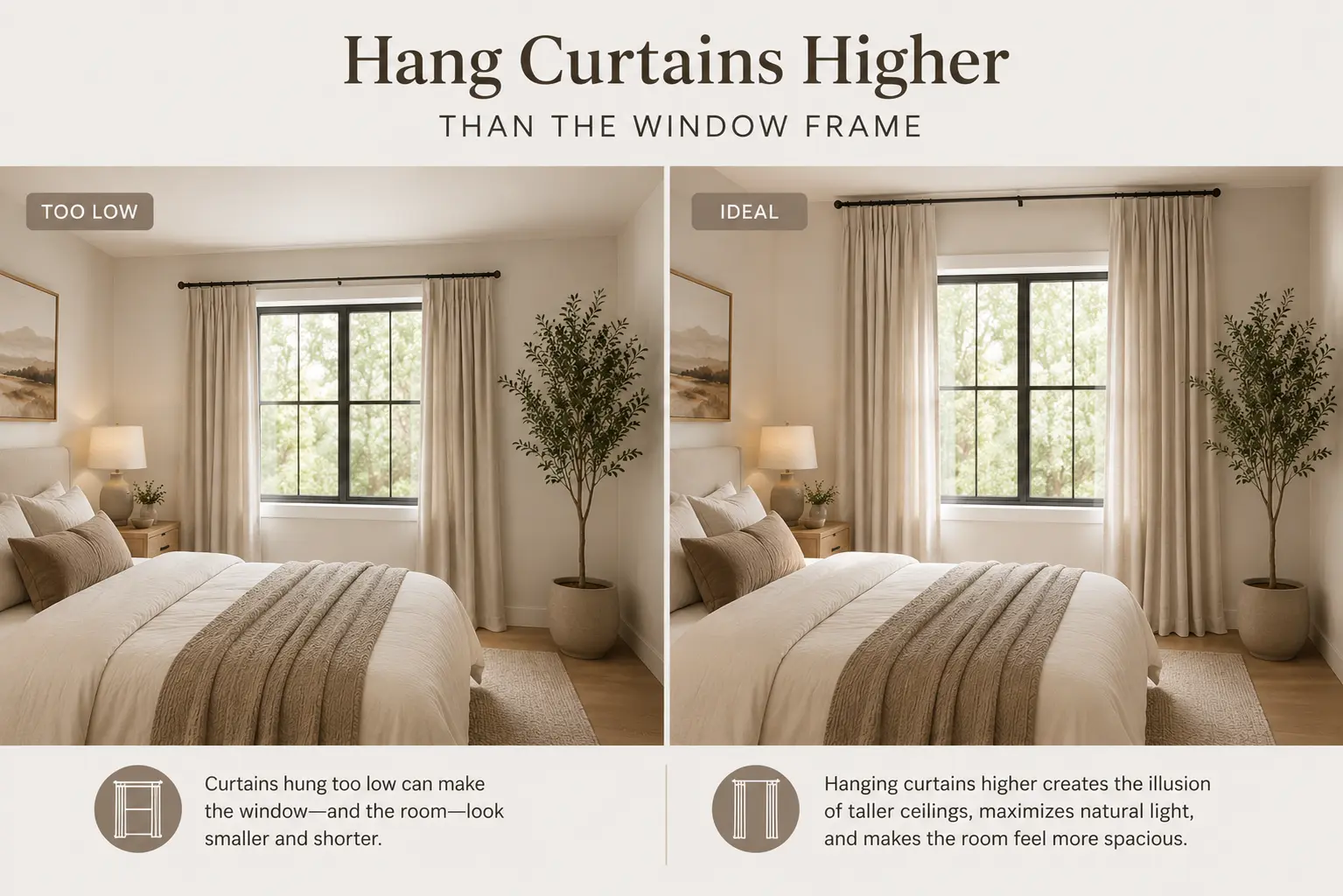 Hang Curtains Higher Than the Window Frame